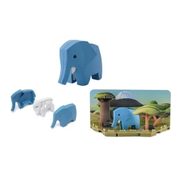 Half Toys Puzzle 3D Animal Elephant et Diorama Bleu
