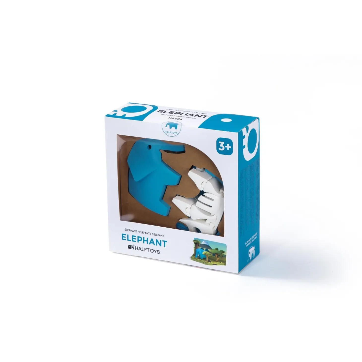 Half Toys Puzzle 3D Animal Elephant et Diorama Bleu