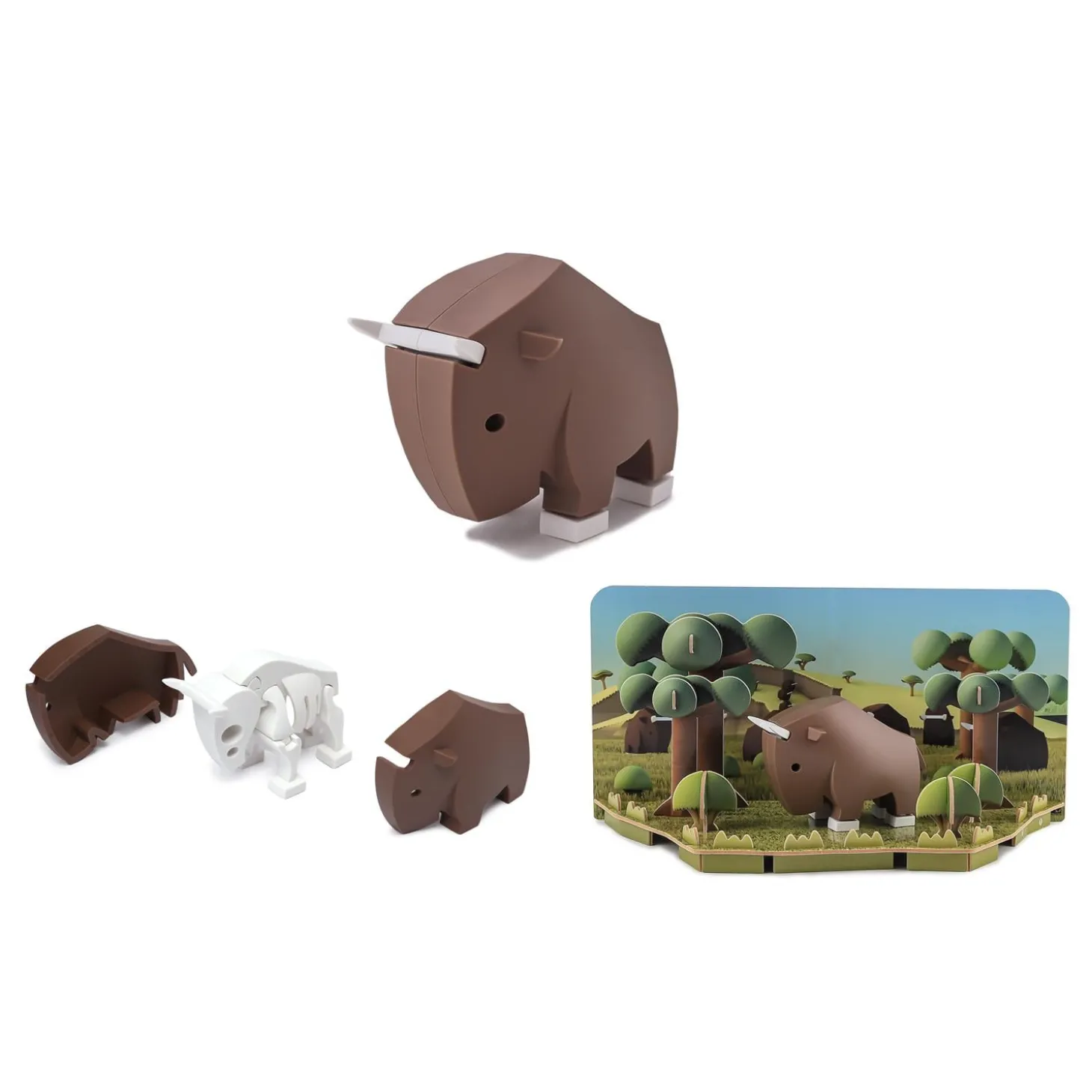 Half Toys Puzzle 3D Animal Gnou et Diorama Marron