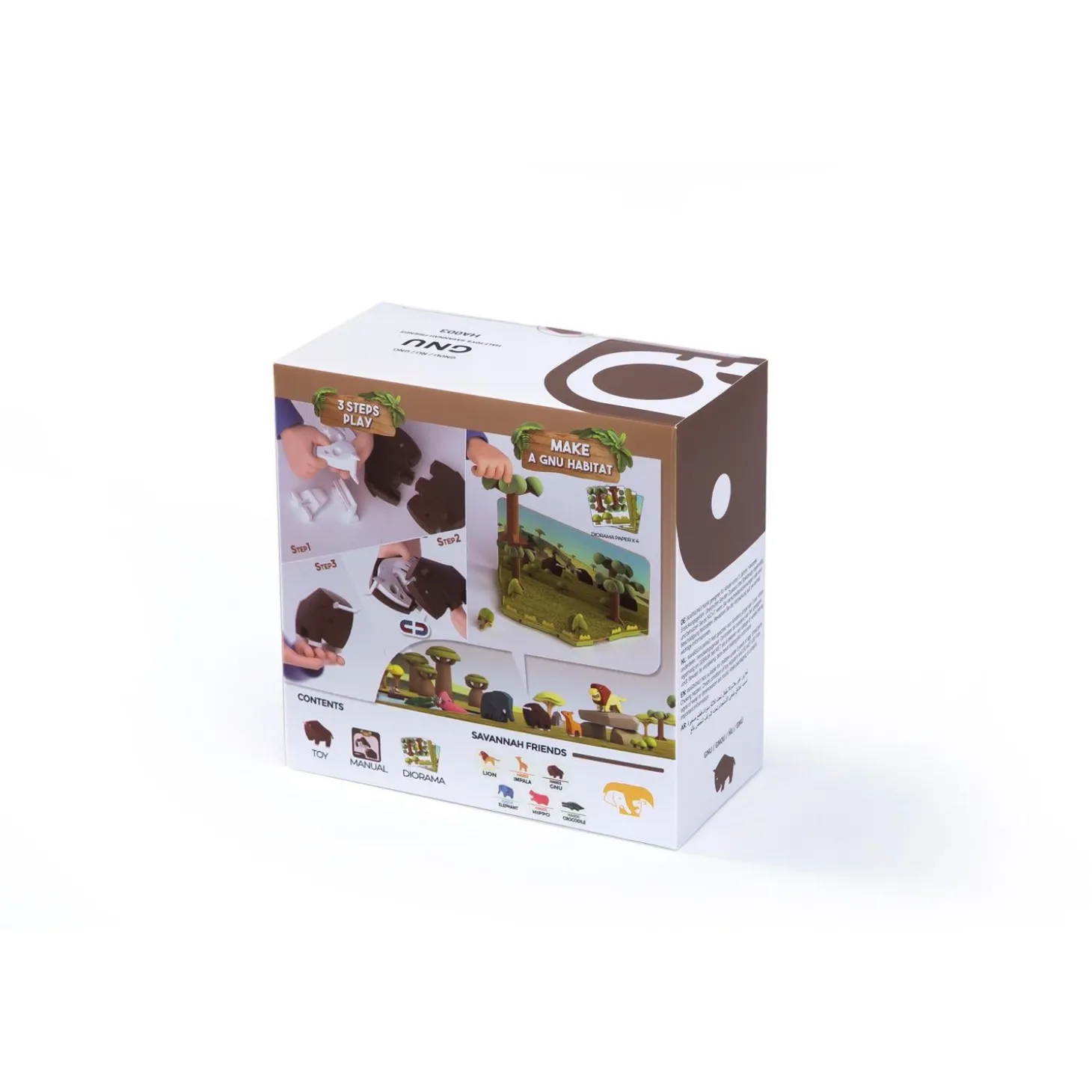 Half Toys Puzzle 3D Animal Gnou et Diorama Marron