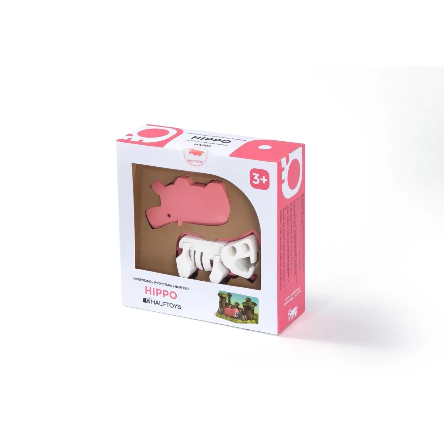 Half Toys Puzzle 3D Animal Hippopotame et Diorama Rose