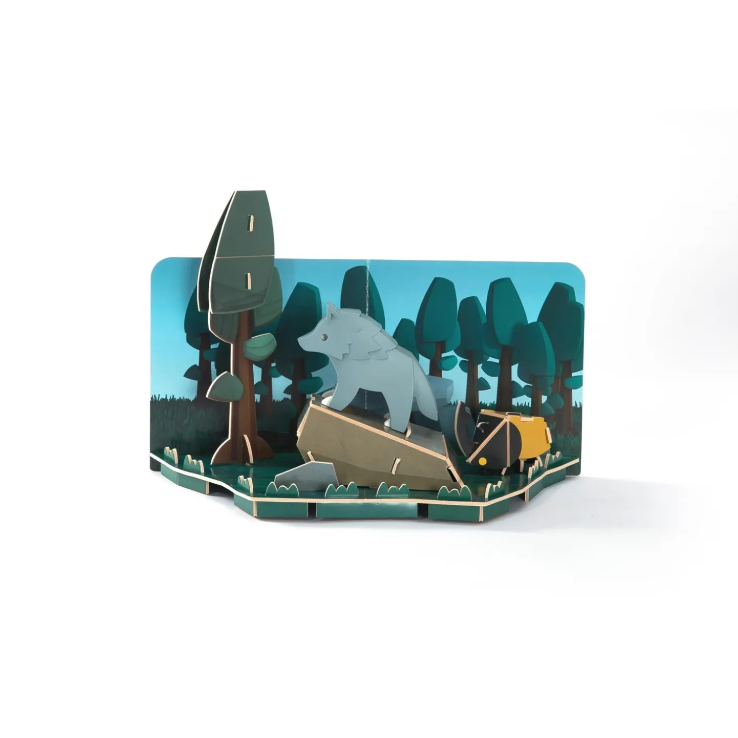 Half Toys Puzzle 3D Animal Loup et Diorama Gris