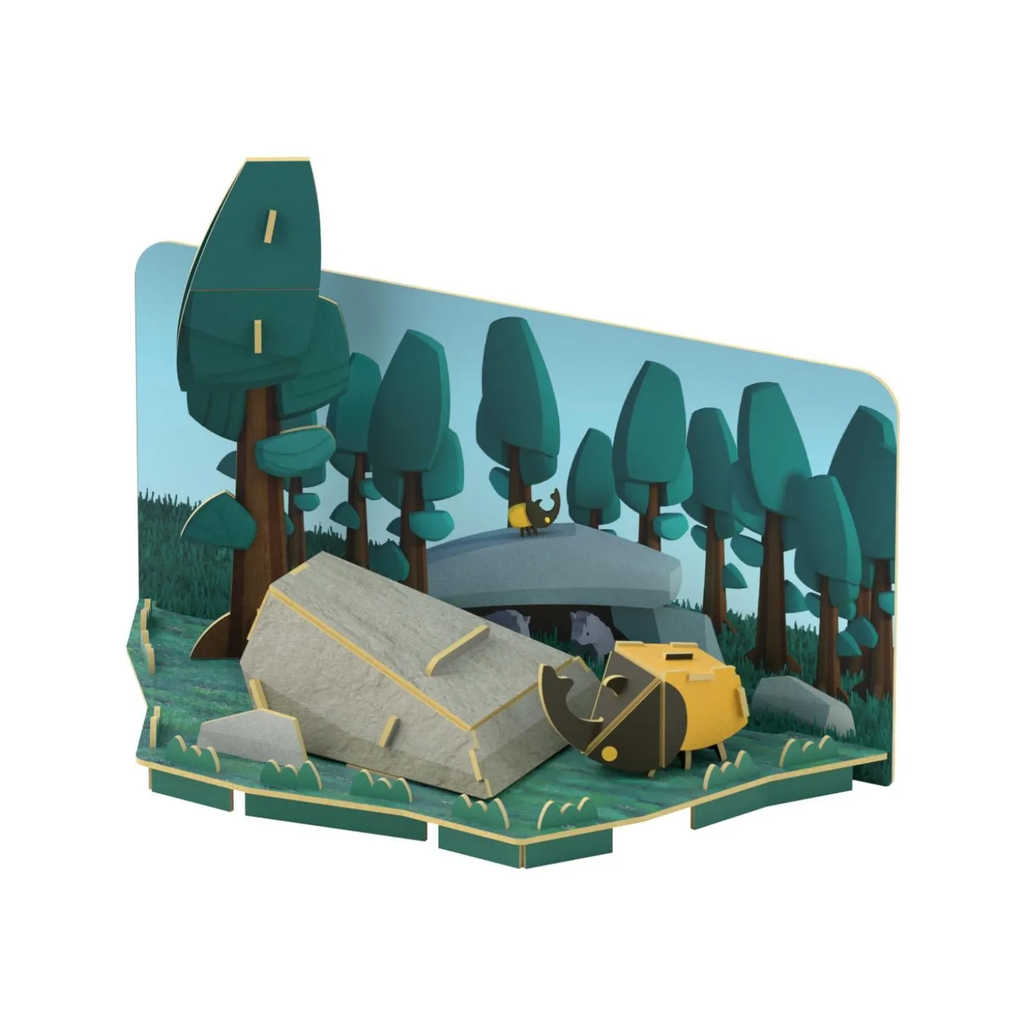 Half Toys Puzzle 3D Animal Loup et Diorama Gris