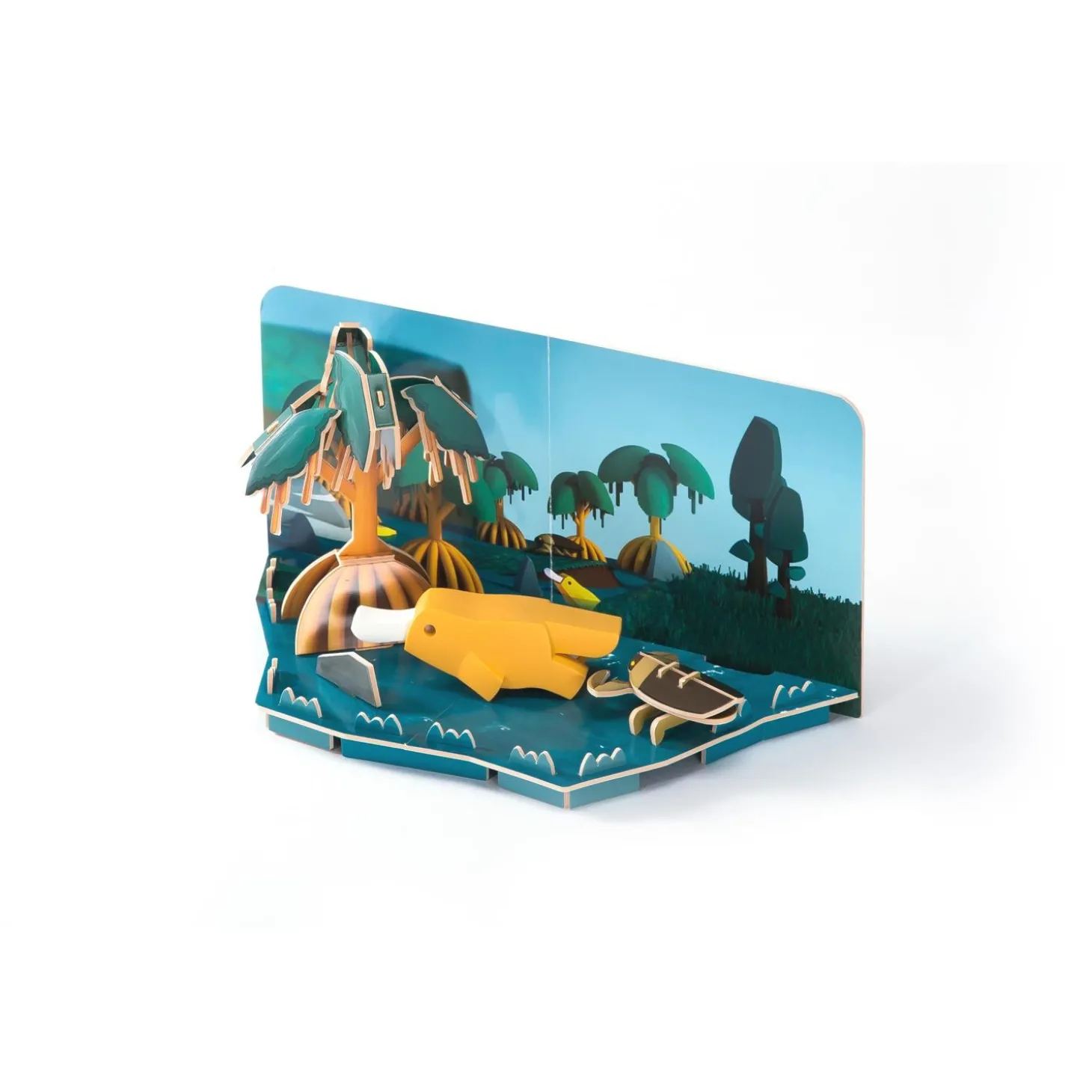 Half Toys Puzzle 3D Animal Ornithorynque et Diorama Orange