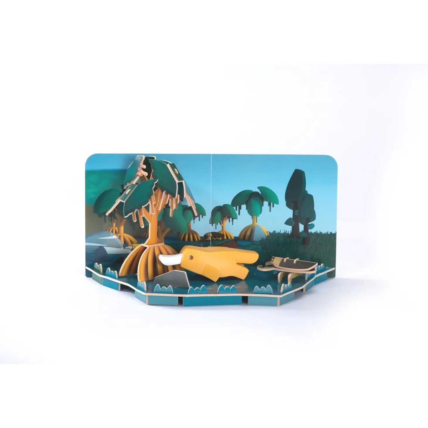 Half Toys Puzzle 3D Animal Ornithorynque et Diorama Orange