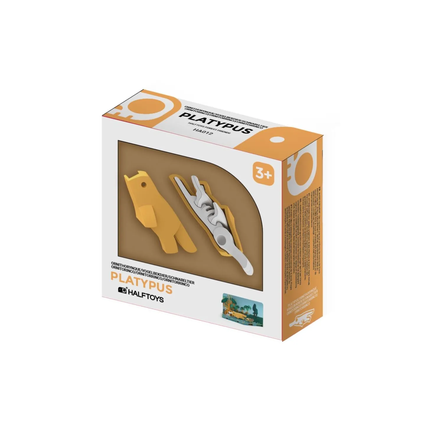 Half Toys Puzzle 3D Animal Ornithorynque et Diorama Orange