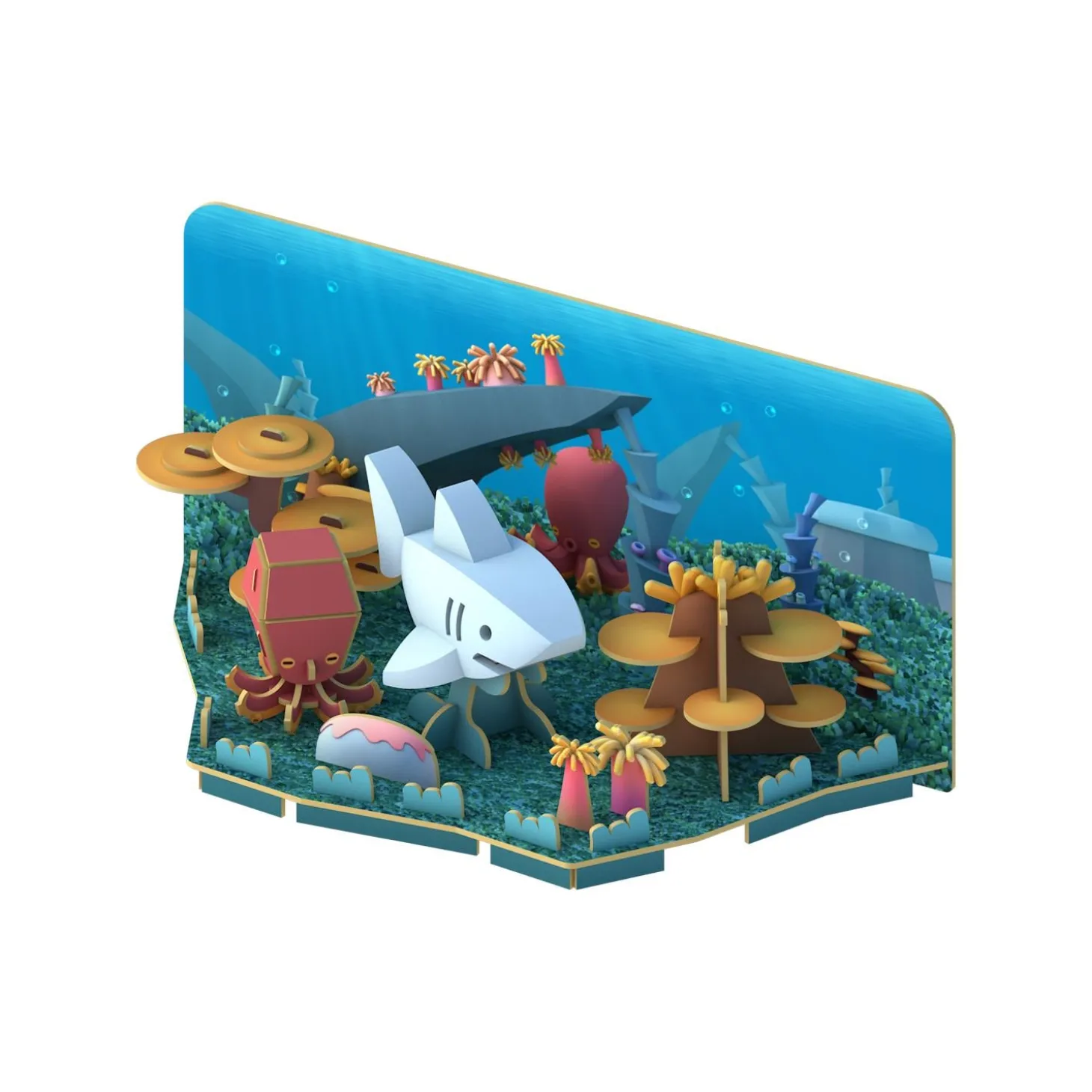 Half Toys Puzzle 3D Ocean Requin blanc et Diorama Bleu