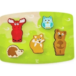 Hape Puzzle tactile animaux de la forêt Vert