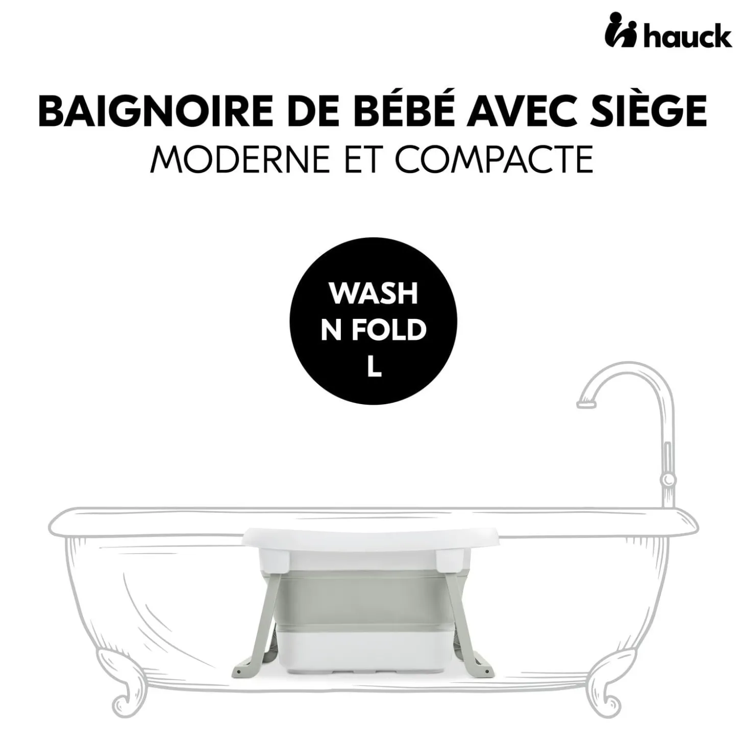 Hauck Baignoire Bébé Wash N Fold L White-Sage