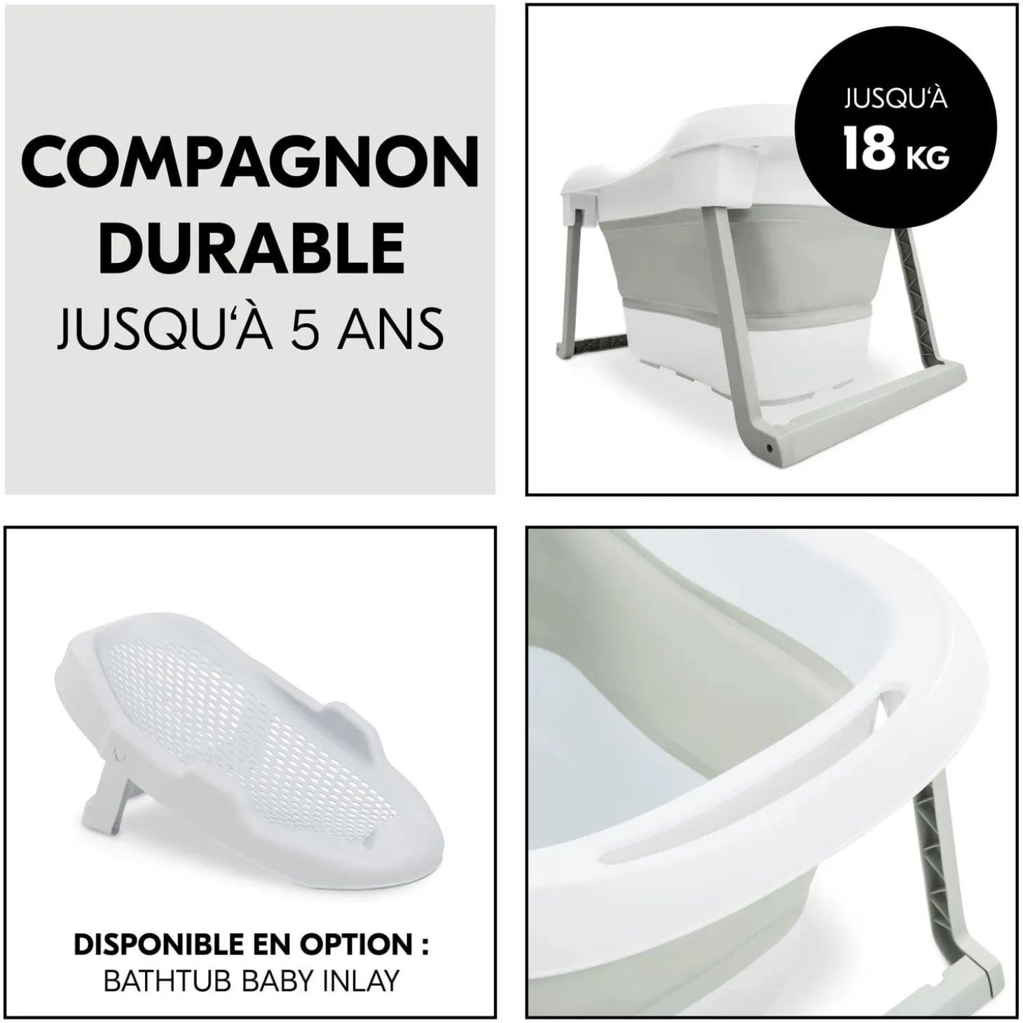 Hauck Baignoire Bébé Wash N Fold L White-Sage