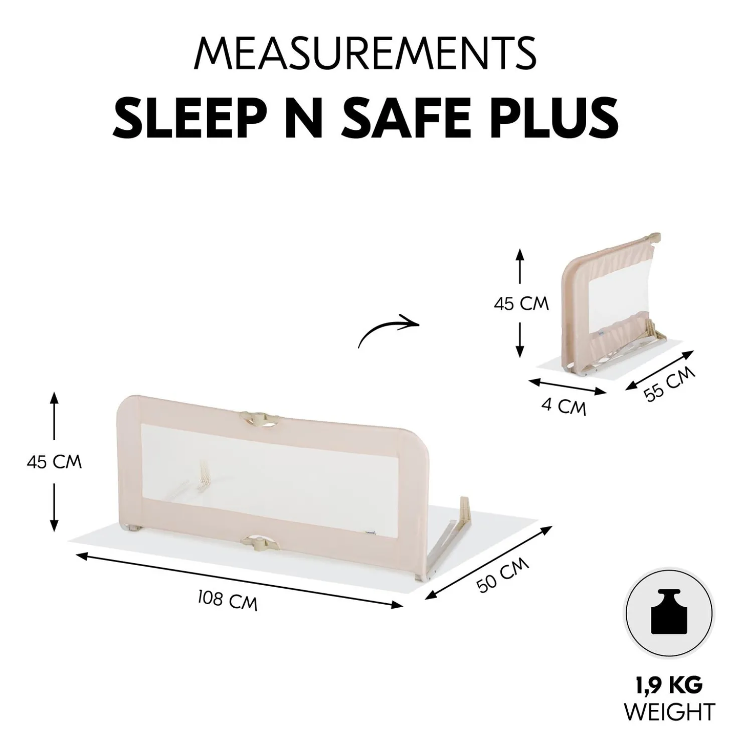 Hauck Barriere De Lit Sleep N Safe Plus Beige 108x42 cm