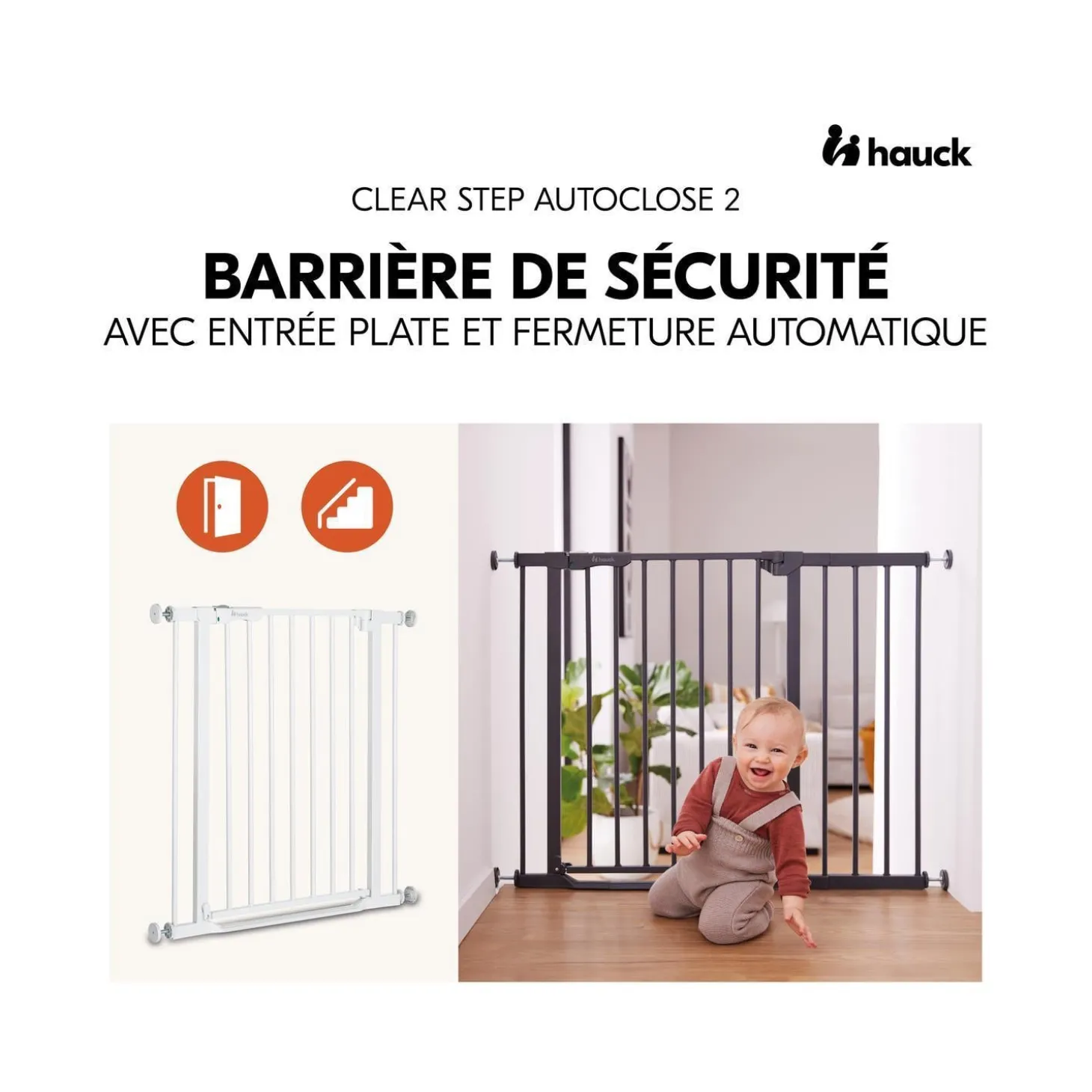 Hauck Barrières de sécurité Clear Step Autoclose 2 White