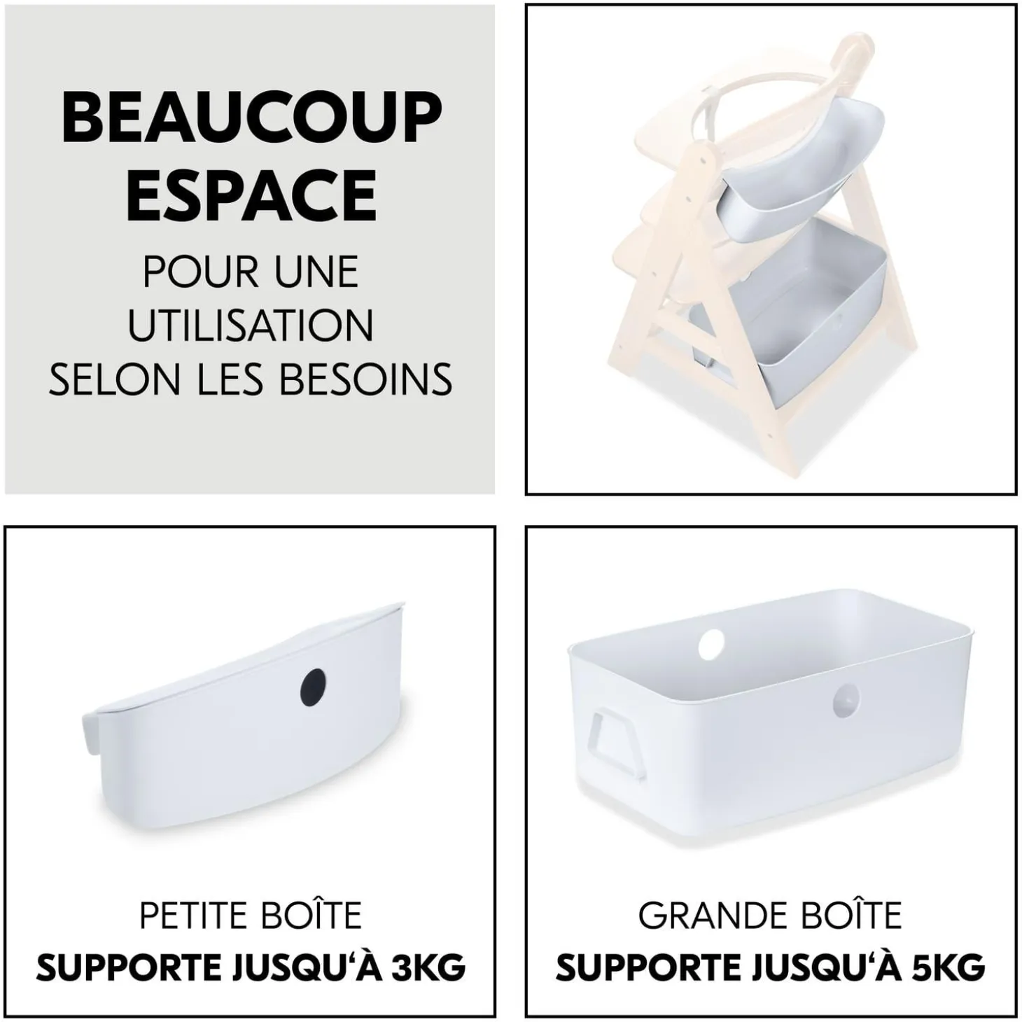 Hauck Boîtes de rangement pour chaise haute Alpha+ White