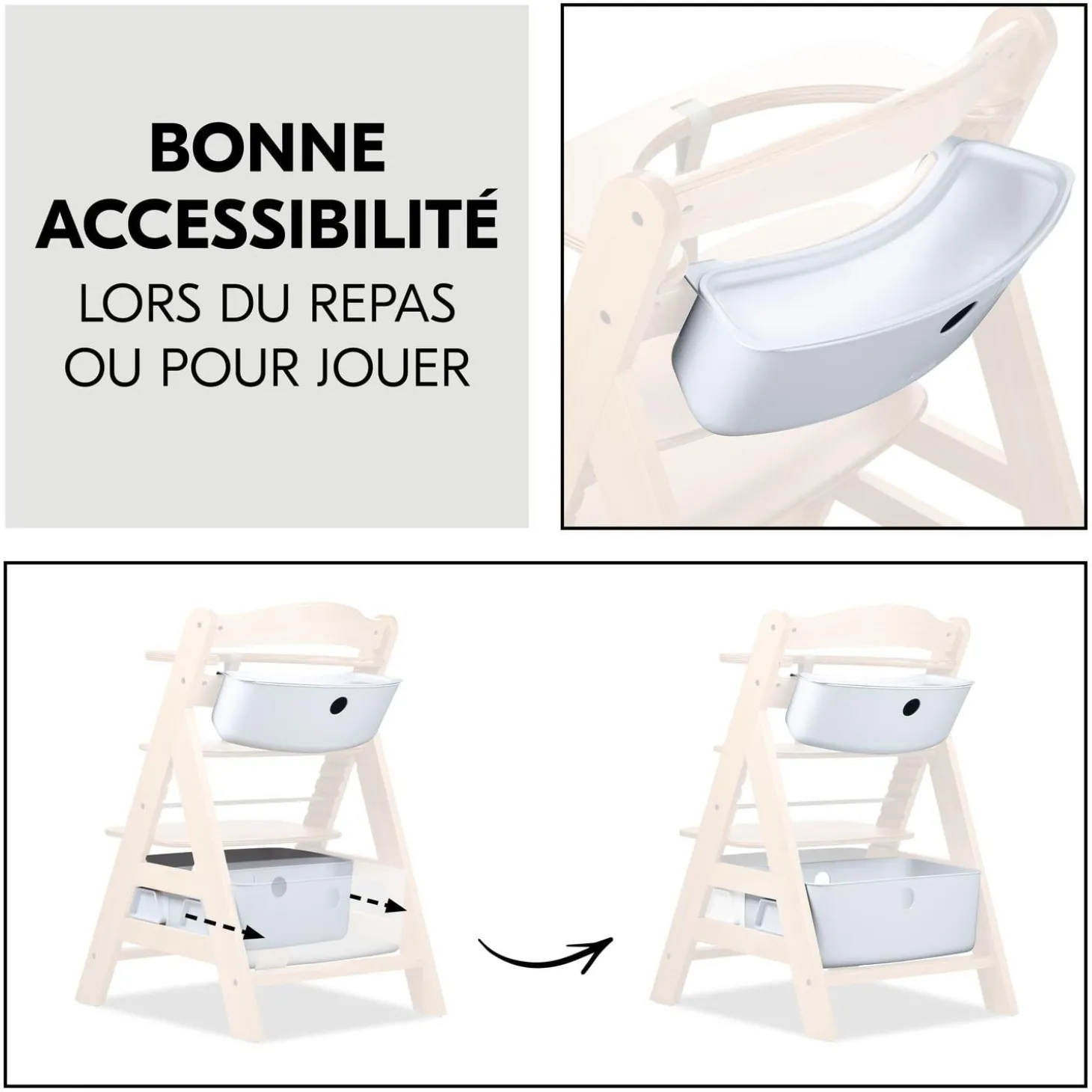 Hauck Boîtes de rangement pour chaise haute Alpha+ White
