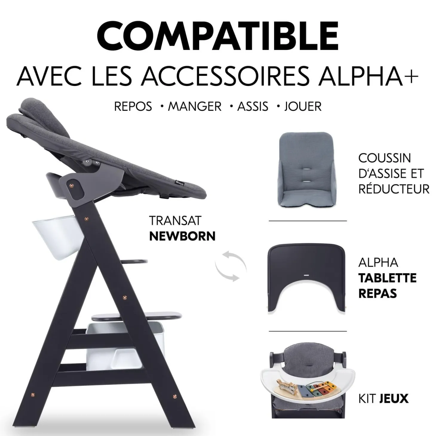 Hauck Boîtes de rangement pour chaise haute Alpha+ White