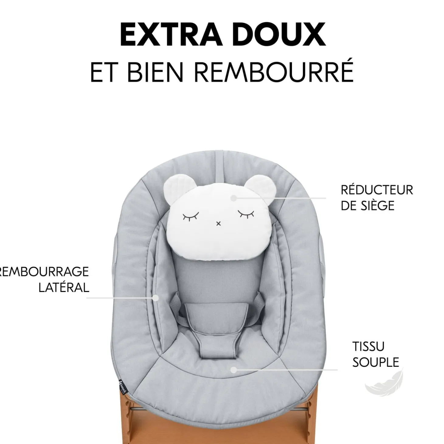 Hauck Chaise haute avec siège nouveau-né Alpha Newborn Set Pre Nature Grey