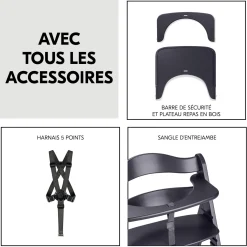 Hauck Chaise haute en bois Beta+ Dark Grey