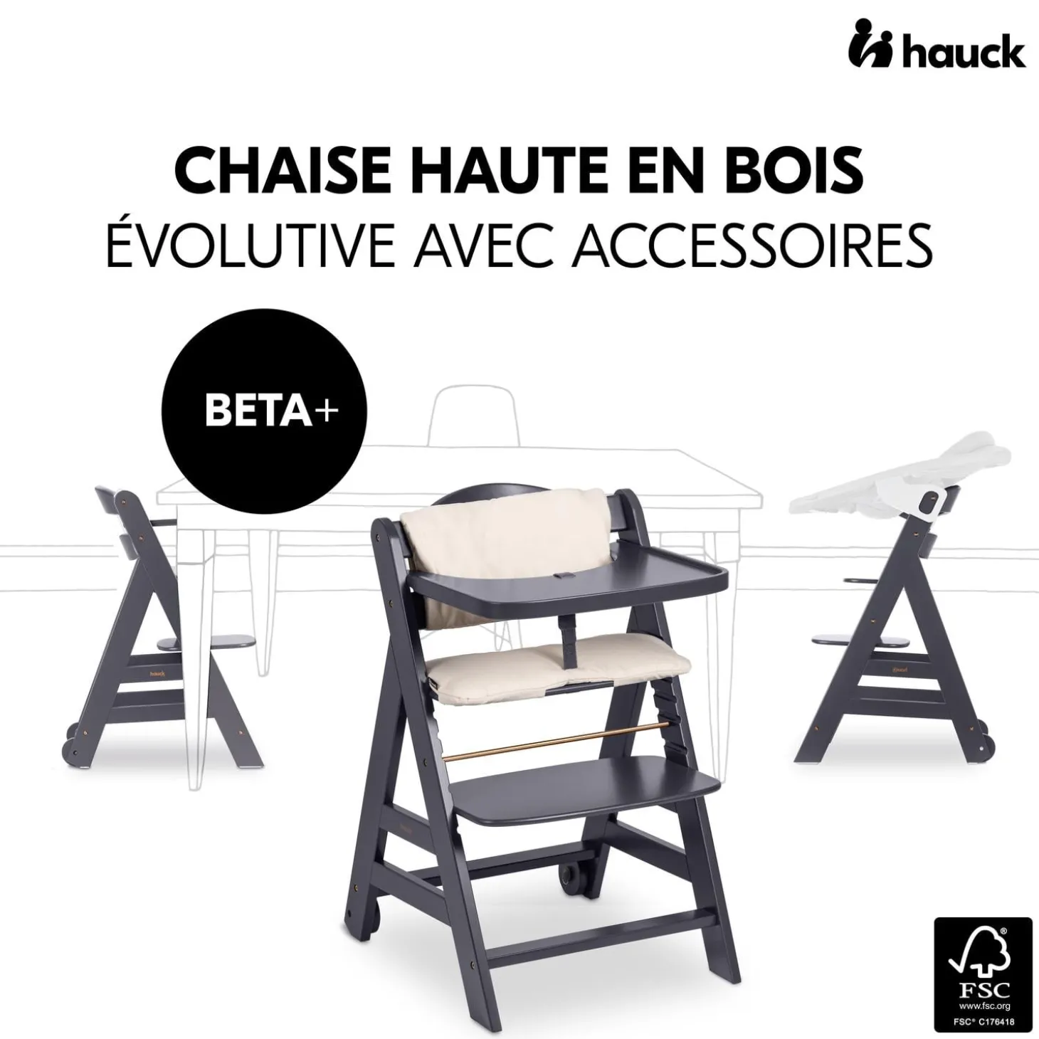 Hauck Chaise haute en bois Beta+ White