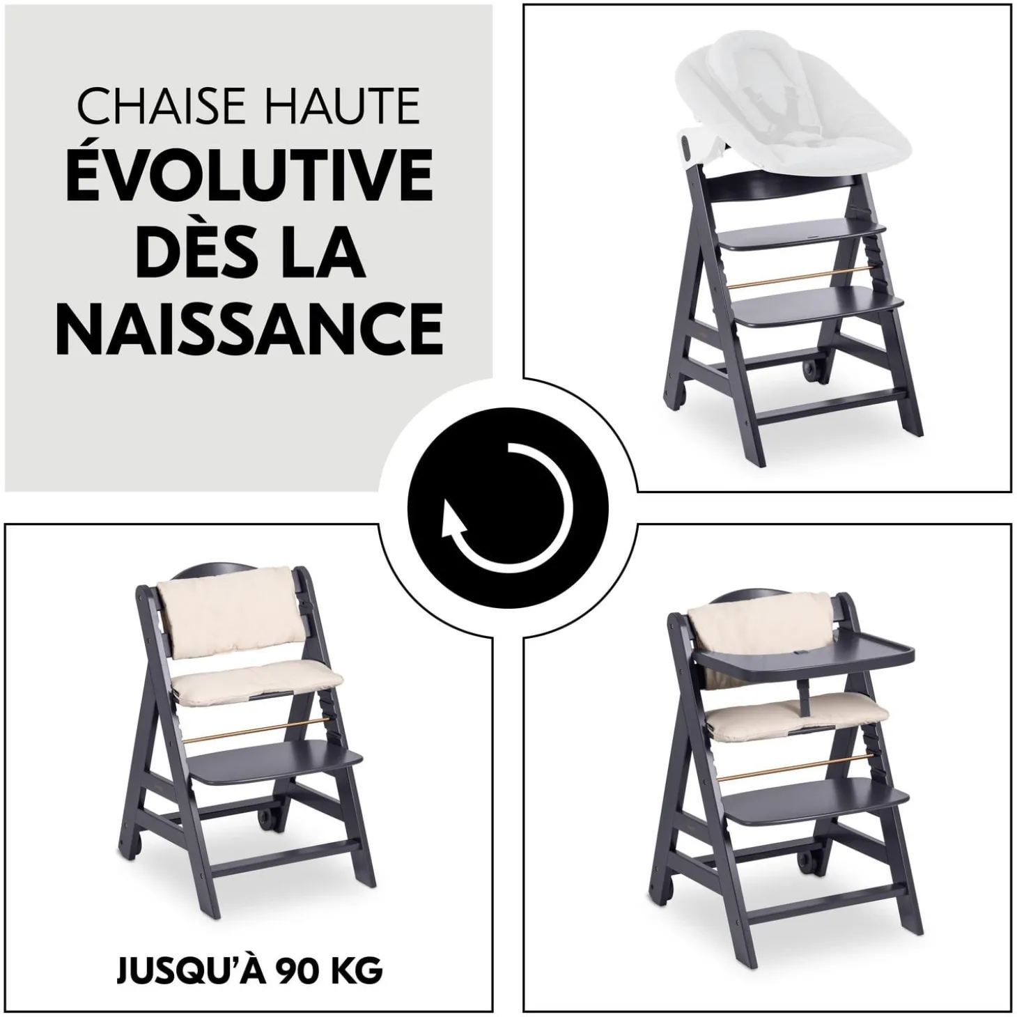 Hauck Chaise haute en bois Beta+ White