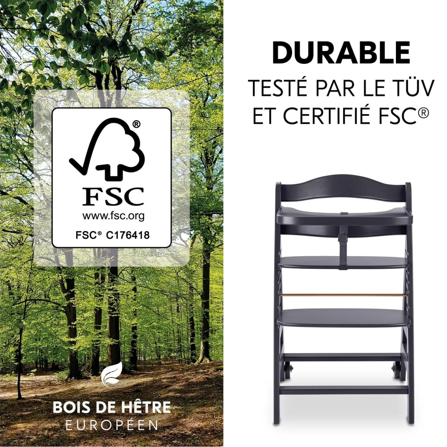 Hauck Chaise haute en bois Beta+ White