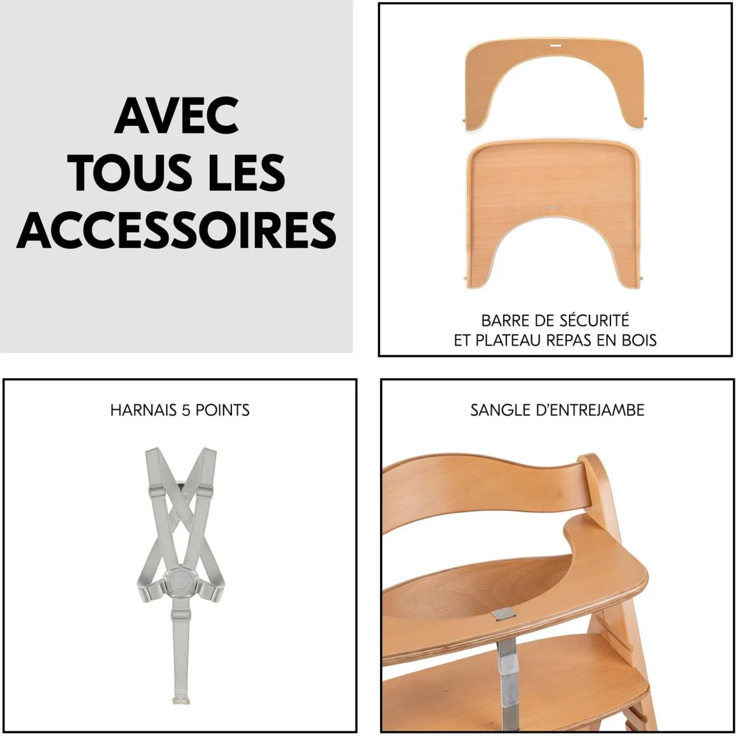 Hauck Chaise haute en bois Beta+ Natural