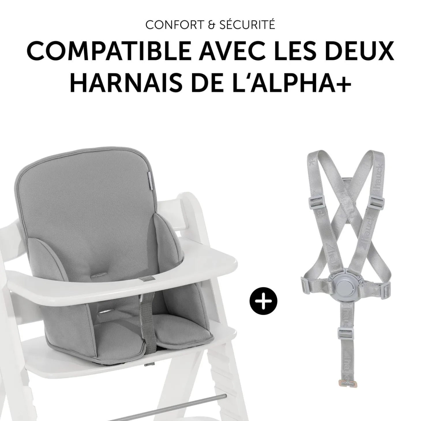Hauck Coussin chaise haute Alpha Cosy Comfort Stretch Grey