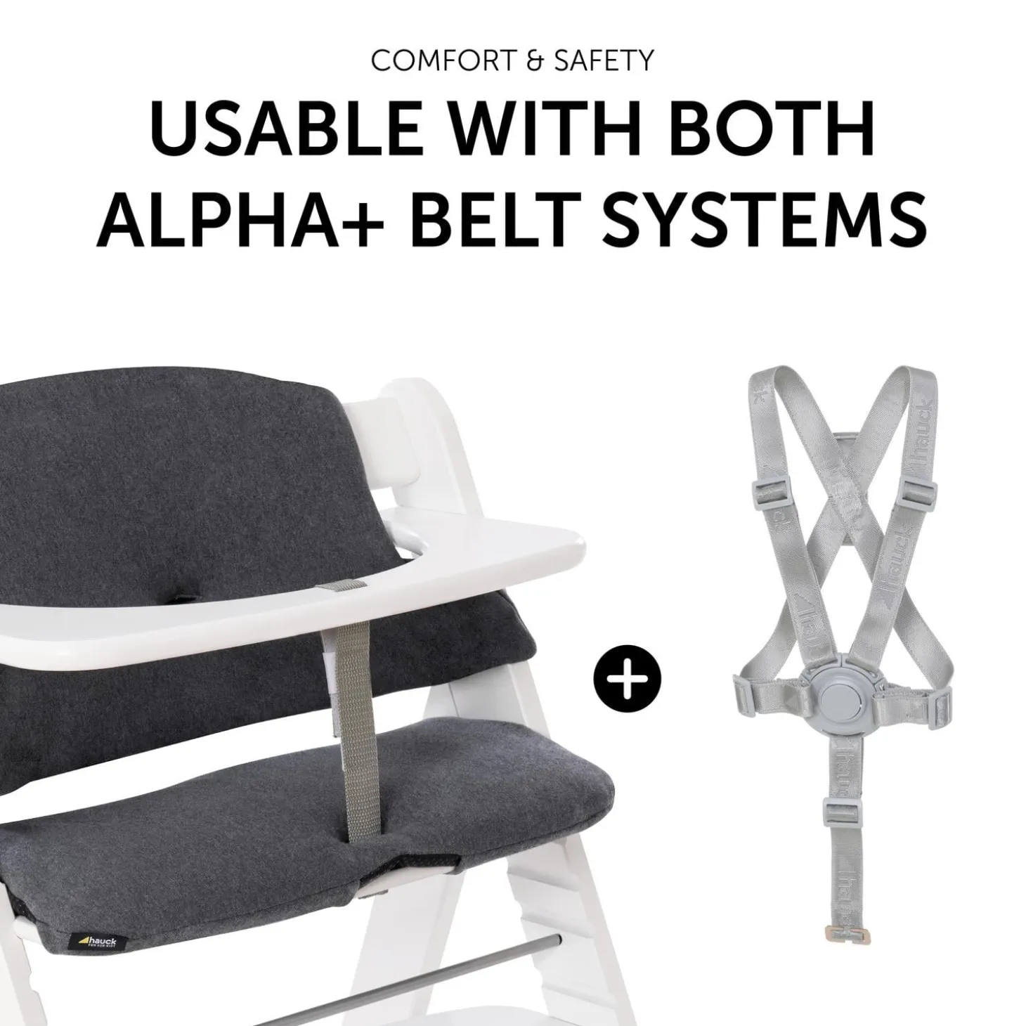 Hauck Coussin Chaise Haute Alpha+ Jersey Charcoal
