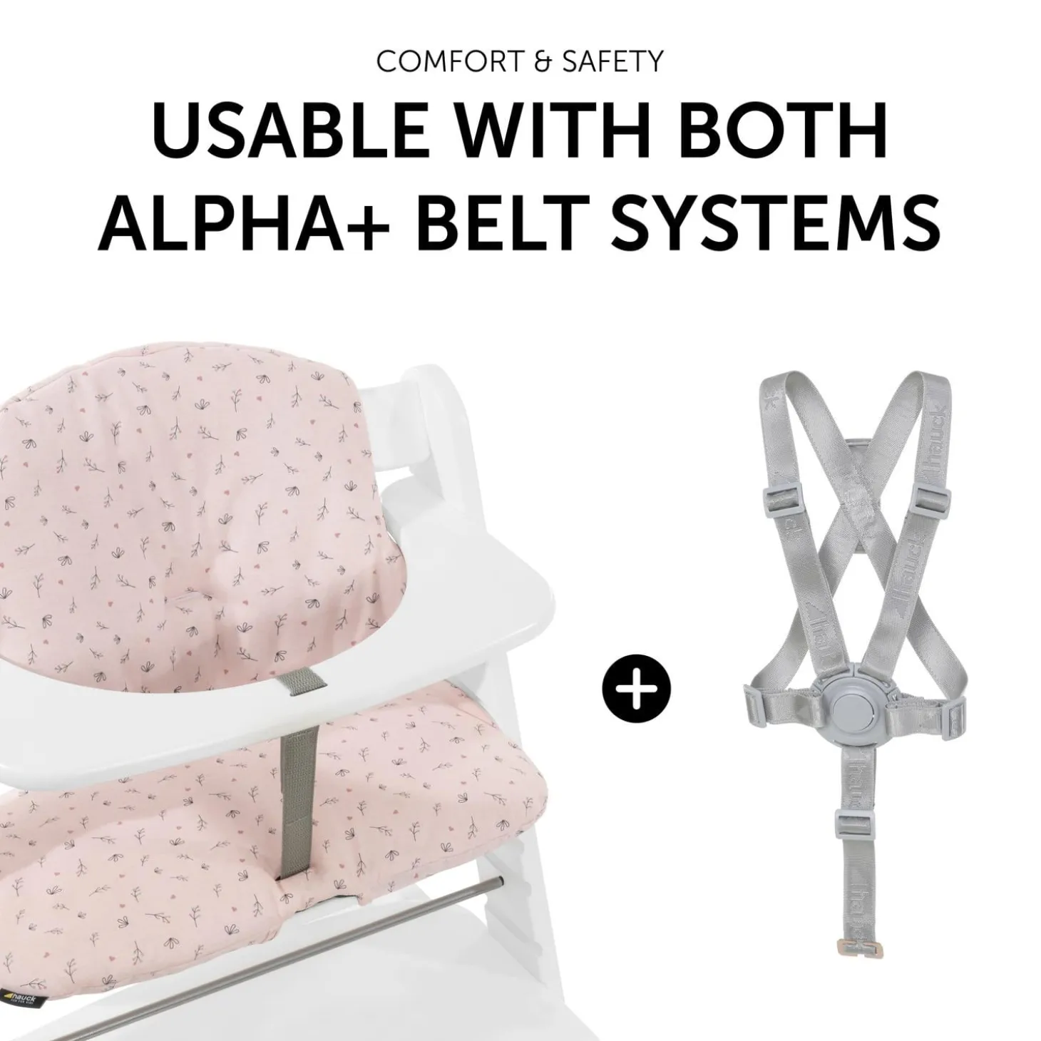 Hauck Coussin chaise haute Highchair Pad Select Jersey Flowers Rose