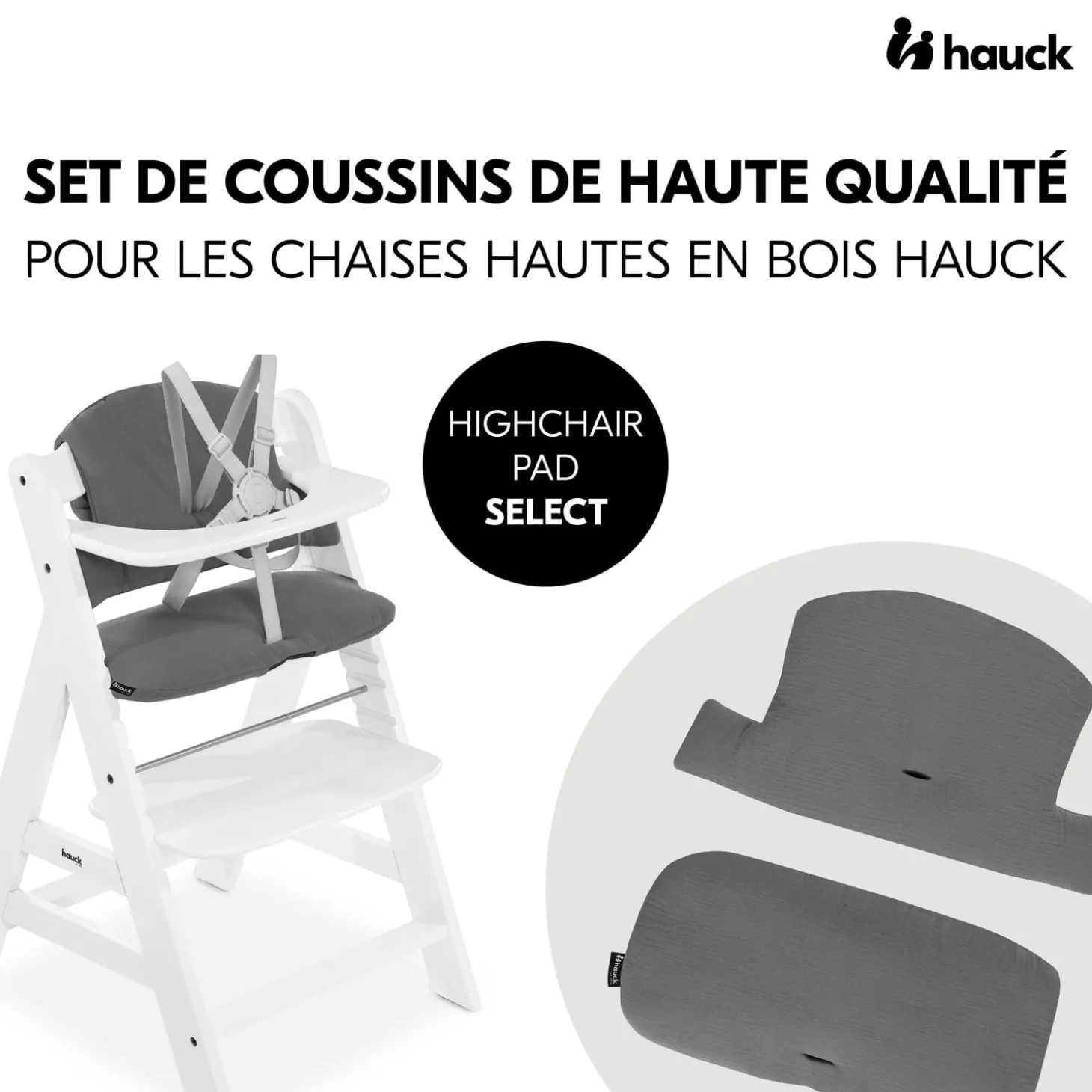 Hauck Coussin de chaise haute Select Dark Grey