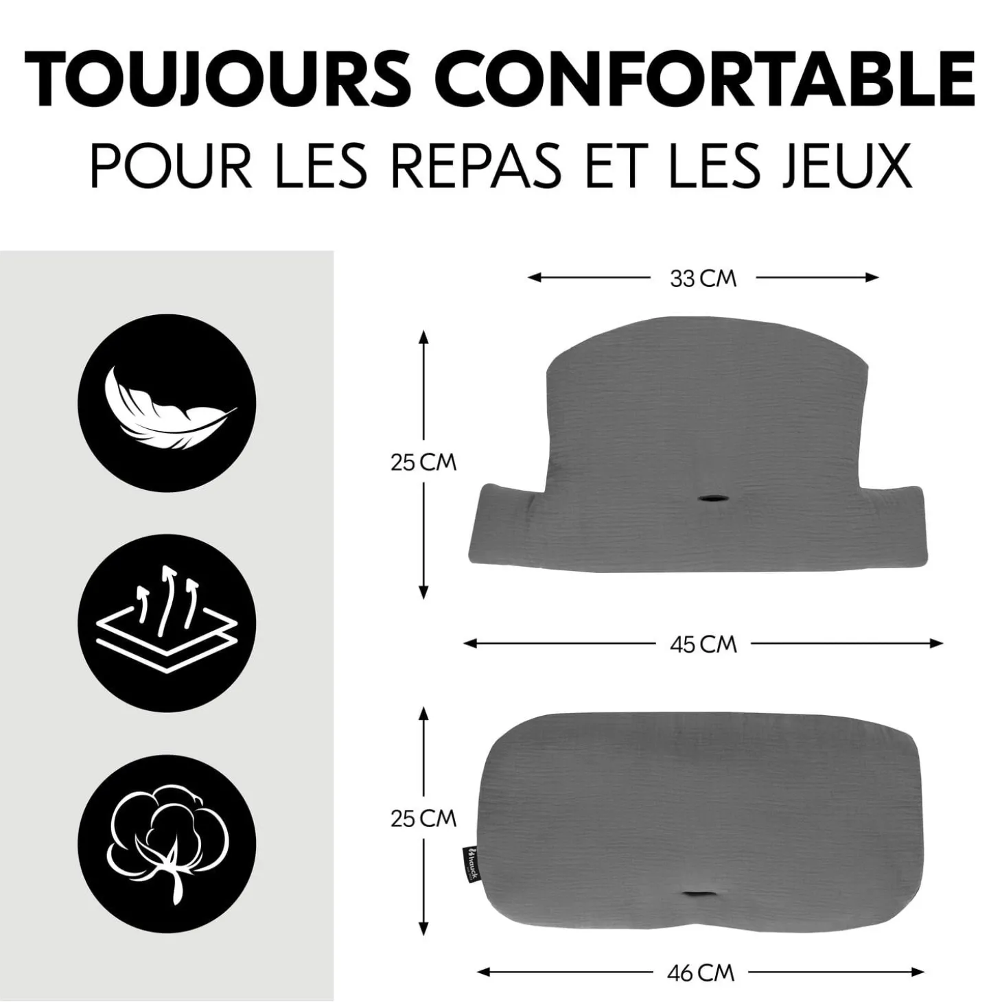 Hauck Coussin de chaise haute Select Dark Grey