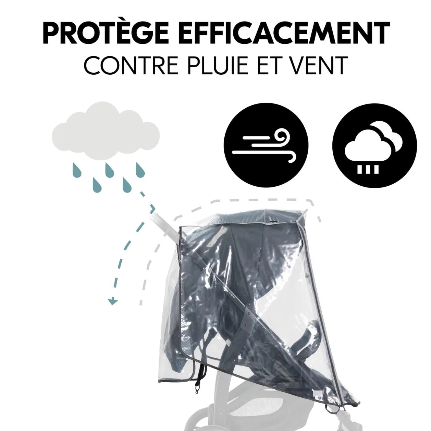 Hauck Habillage Pluie Poussette 4 Roues Pushchair 4W Transparent