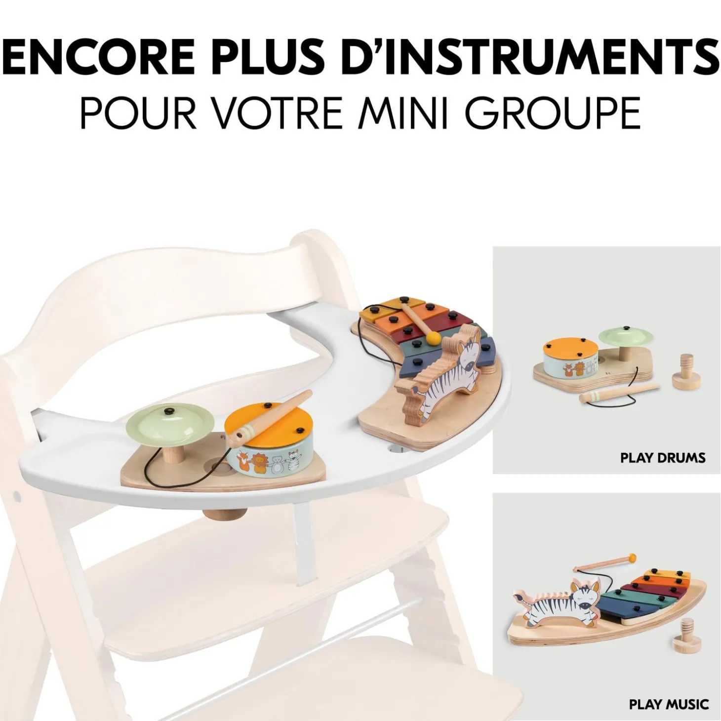 Hauck Plateau de jeux pour chaise haute Play Drums S White