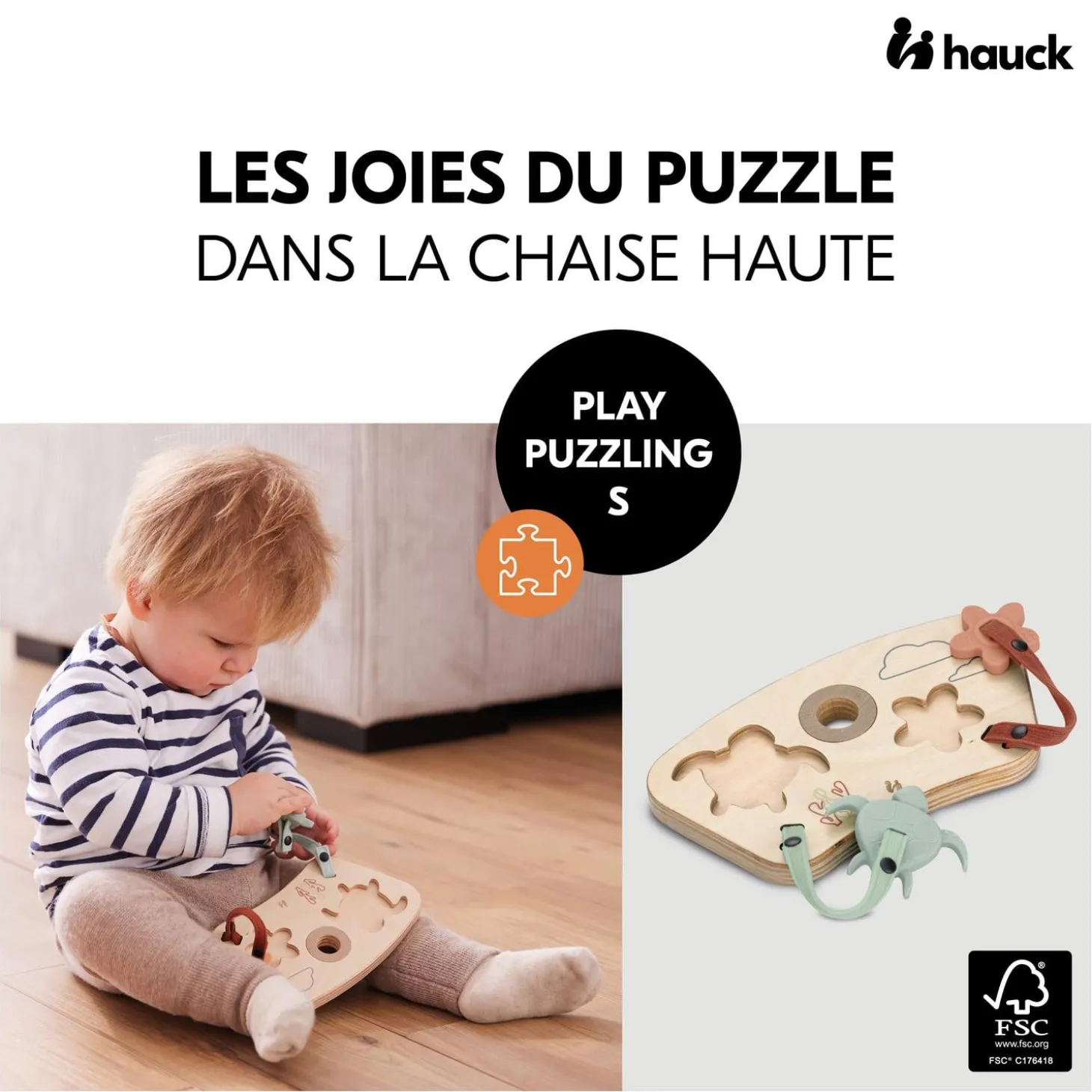 Hauck Plateau de jeux pour chaise haute Play Puzzling S White
