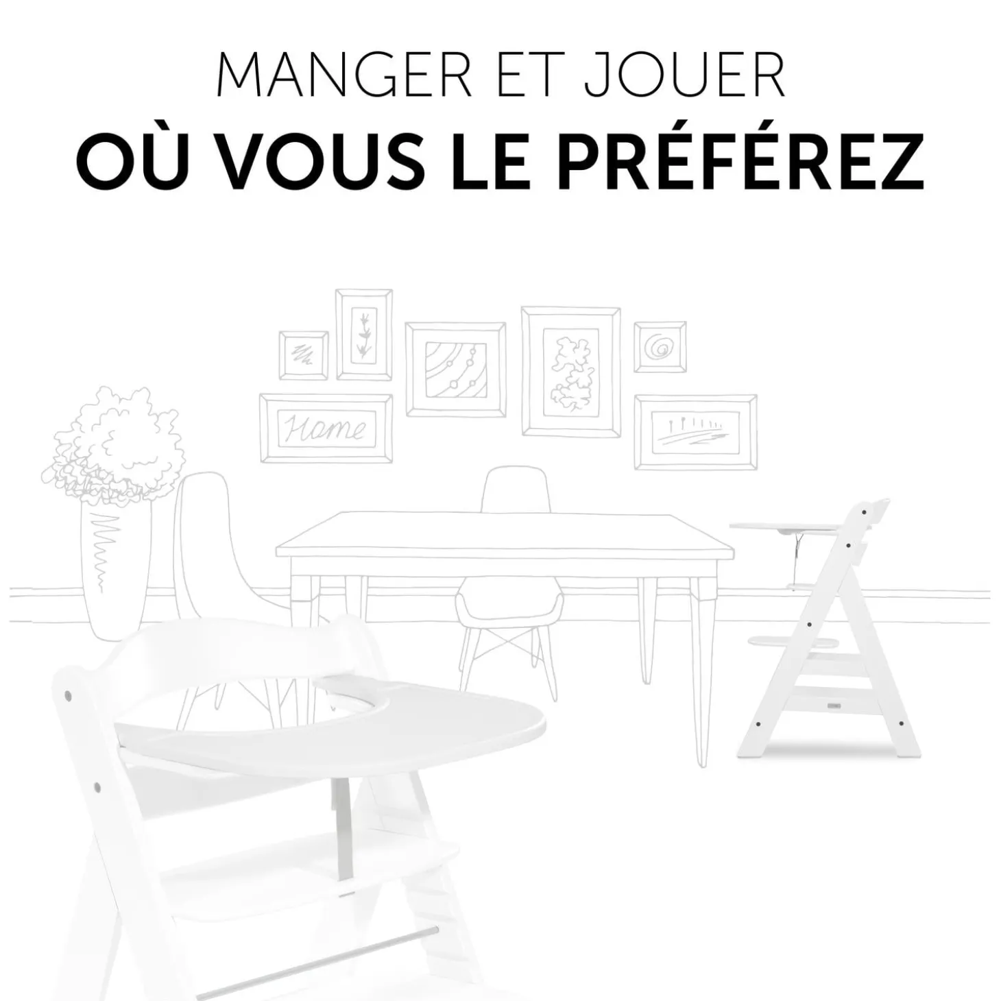 Hauck Plateau Pour chaise haute Alpha Click Tray White