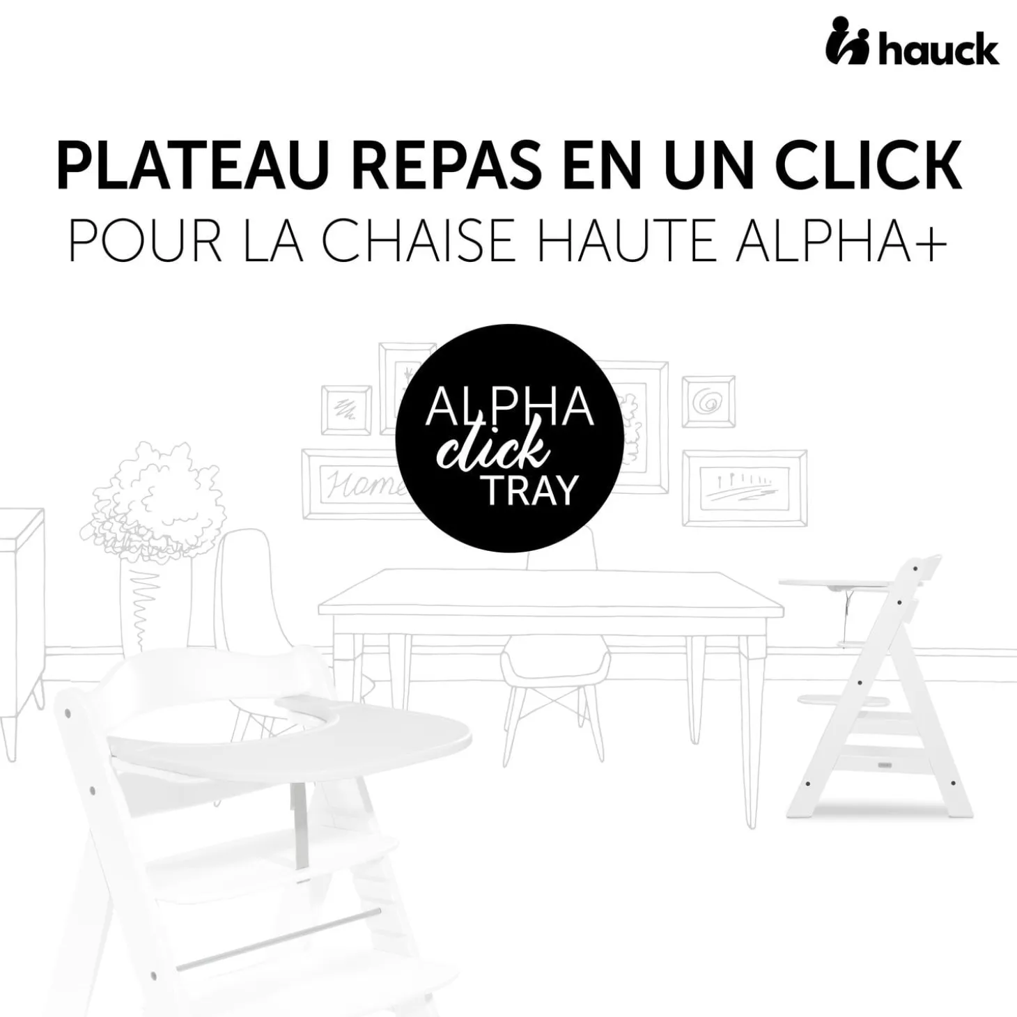 Hauck Plateau Pour chaise haute Alpha Click Tray White