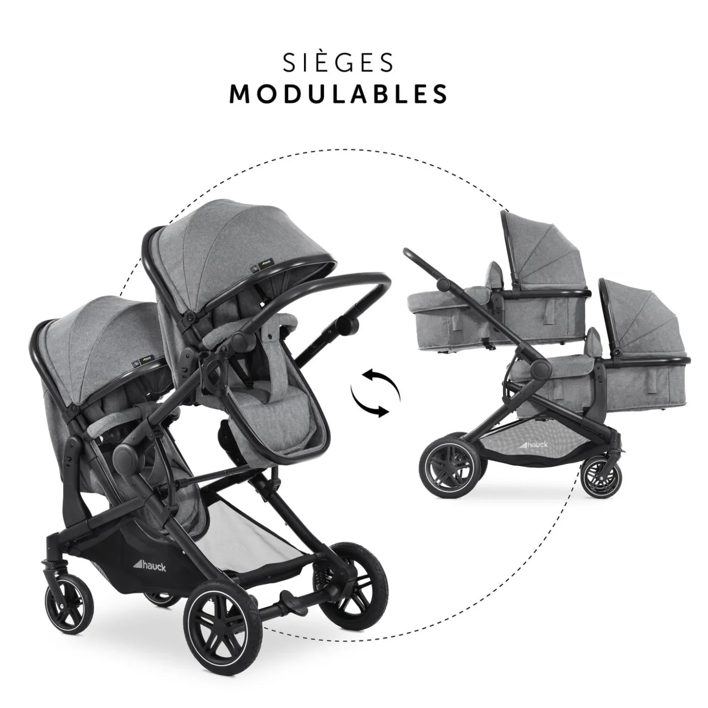 Hauck Poussette Double Atlantic Twin Melange Grey