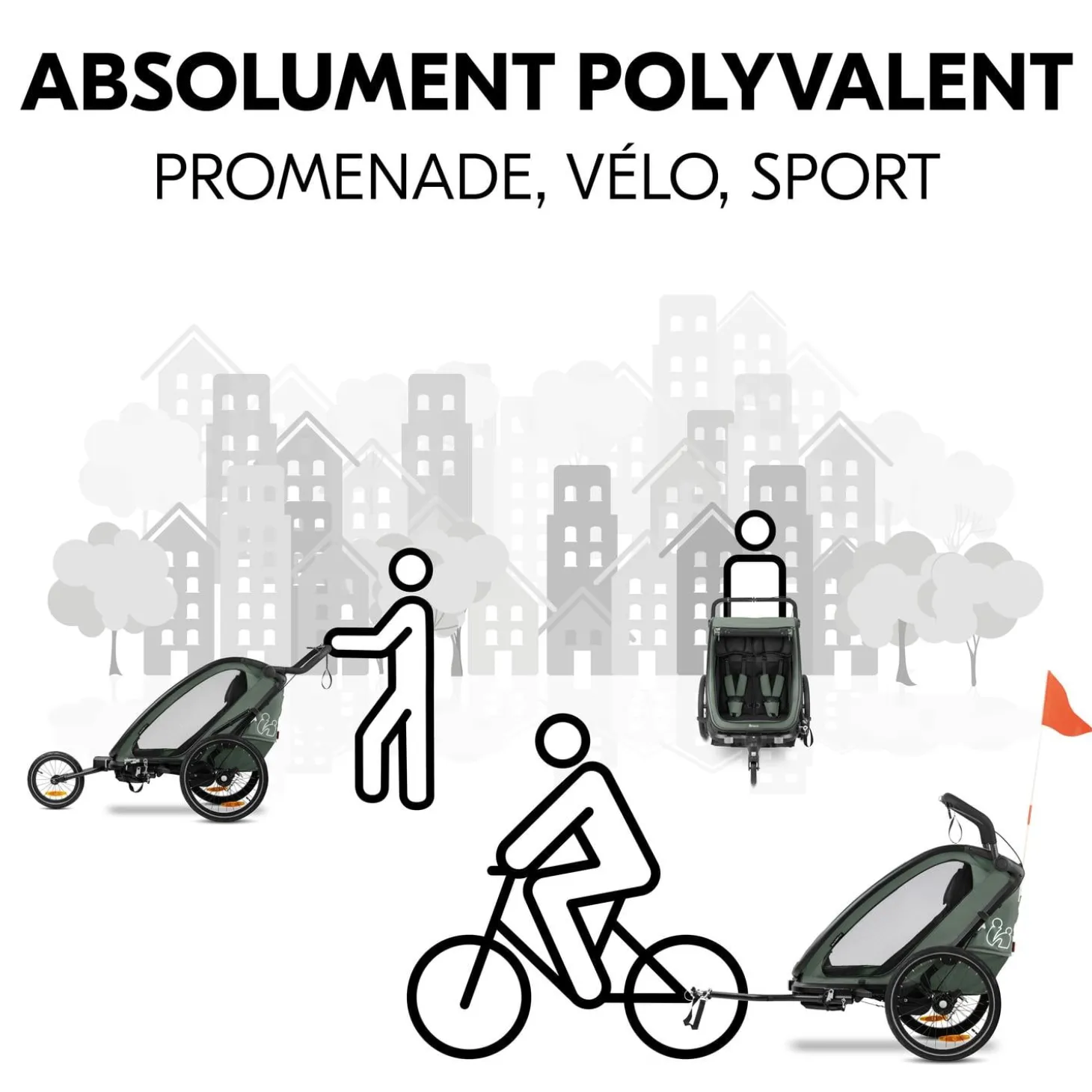 Hauck Remorque de Vélo N Walk Duo Dark Green