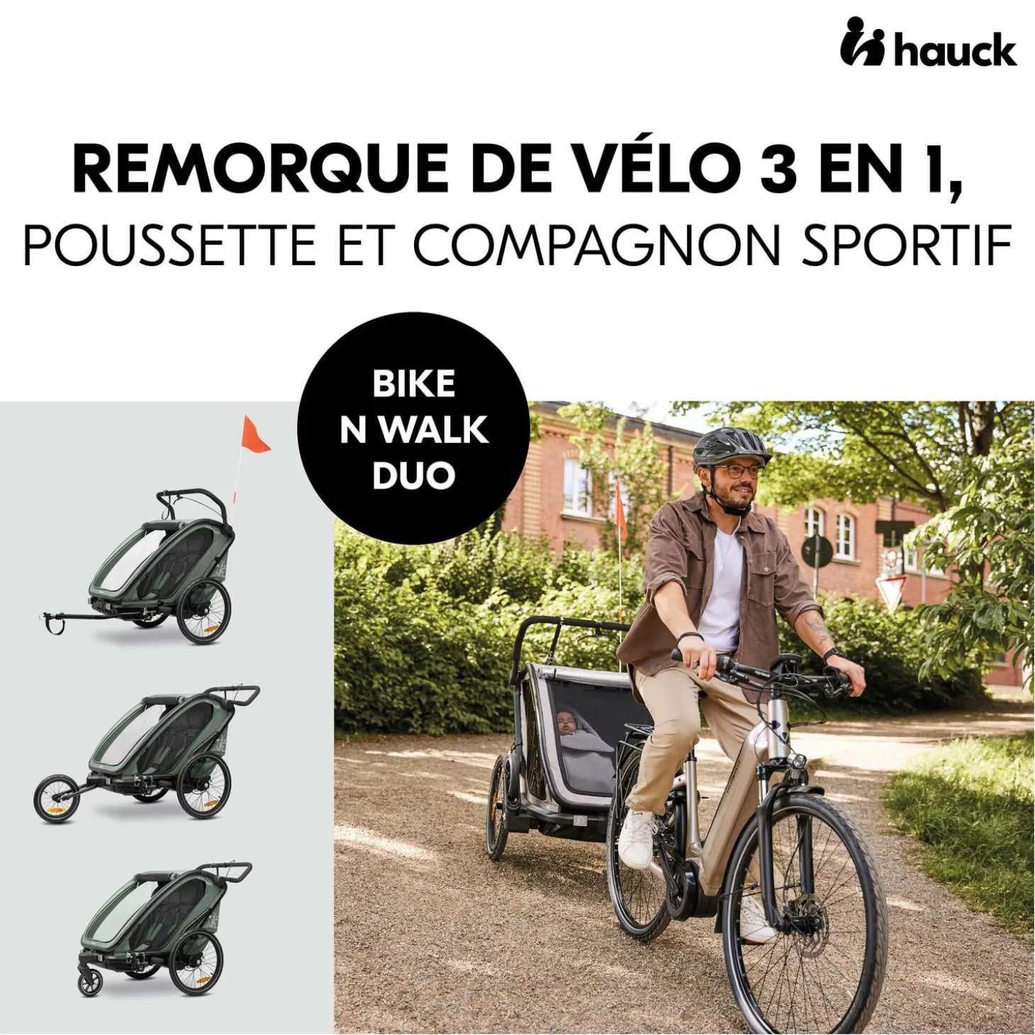 Hauck Remorque de Vélo N Walk Duo Dark Green