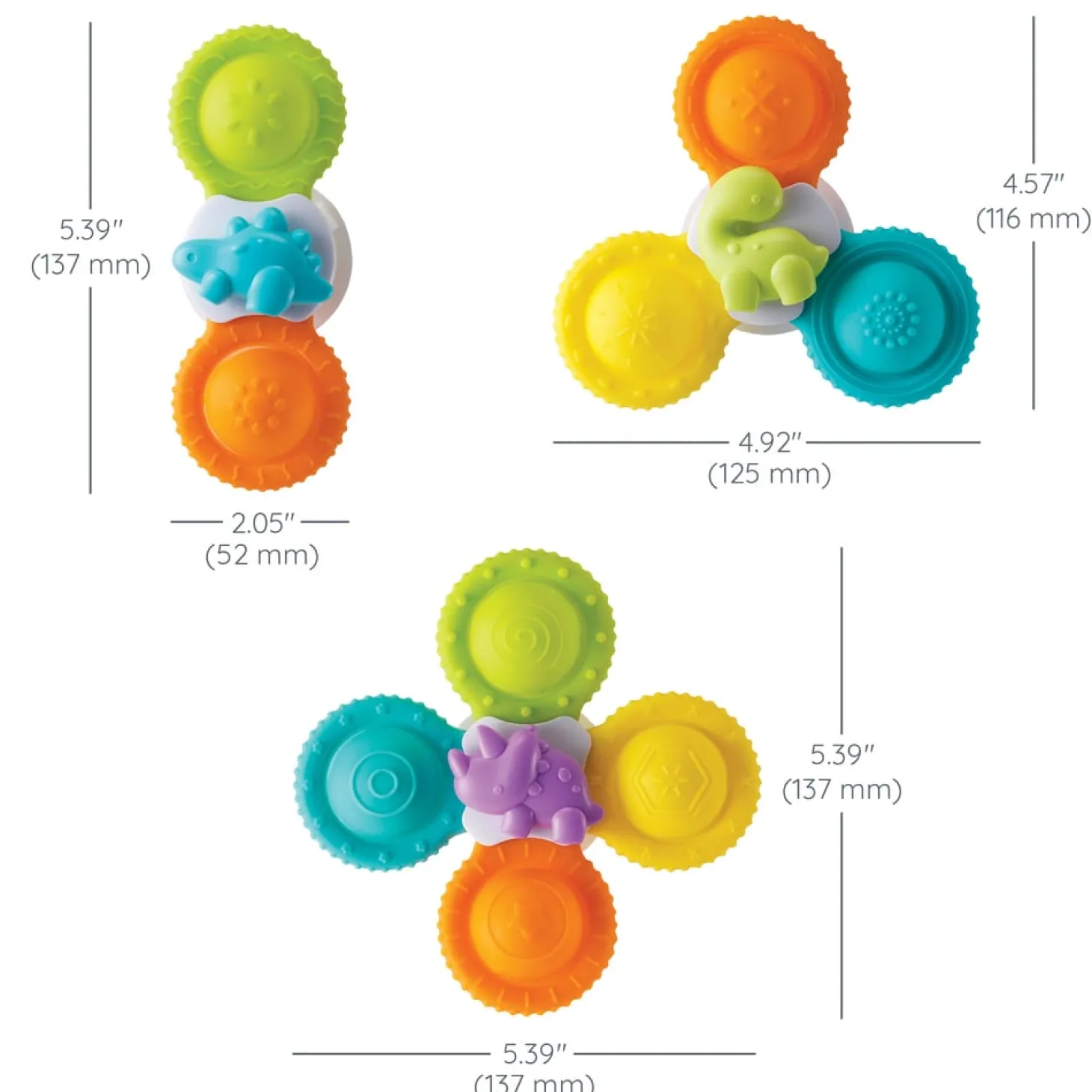 Infantino Coffret de 3 spinners en silicone Multicolore