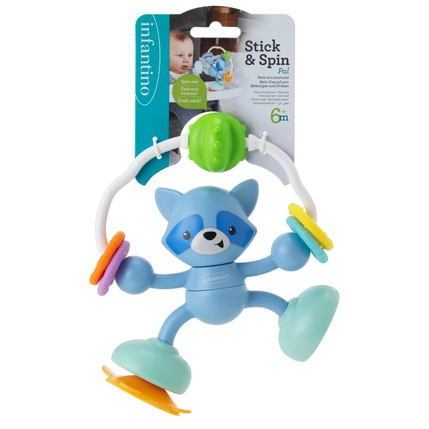 Infantino Jouet de table ventouse Raton Laveur Multicolore
