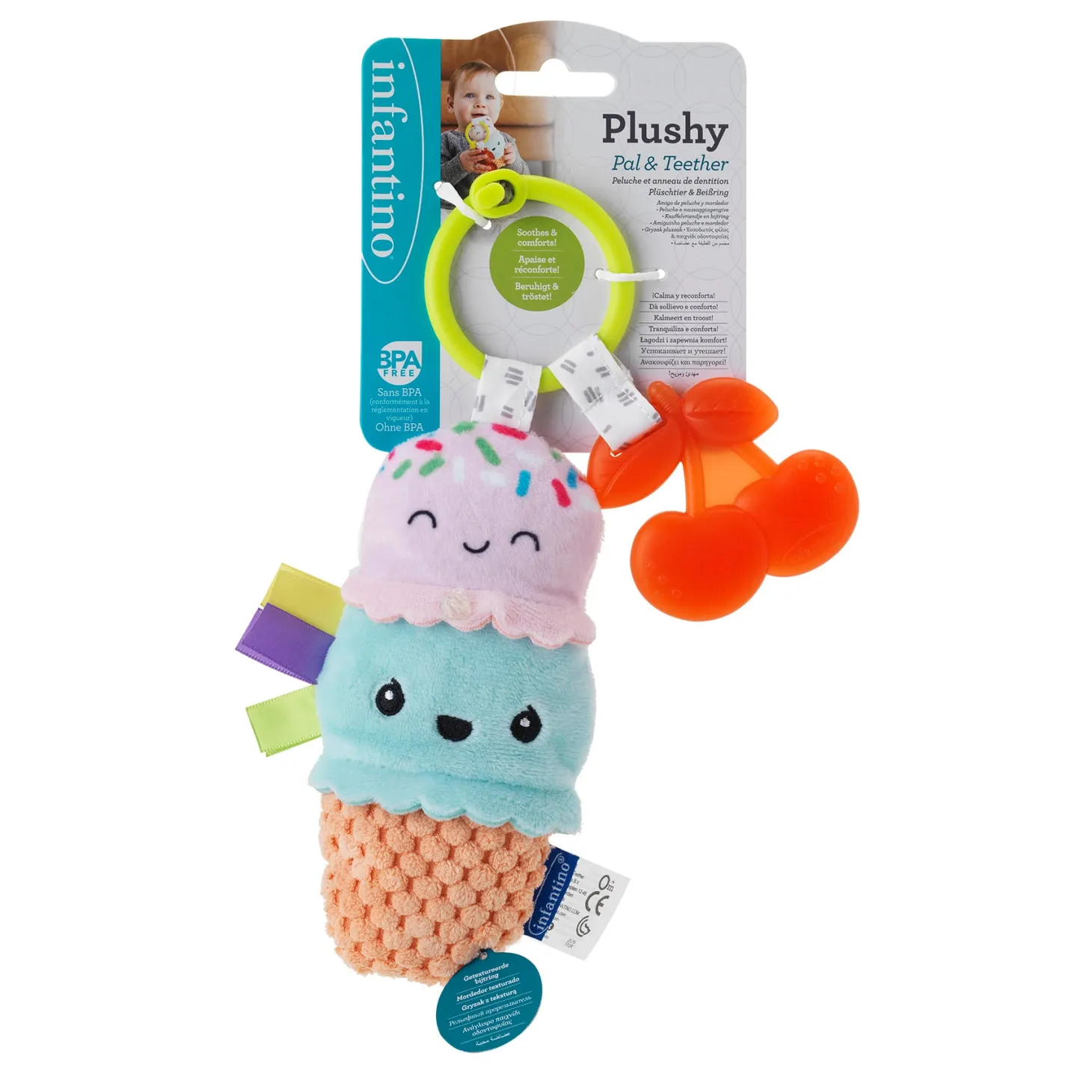 Infantino Peluche Glace à mordiller Multicolore