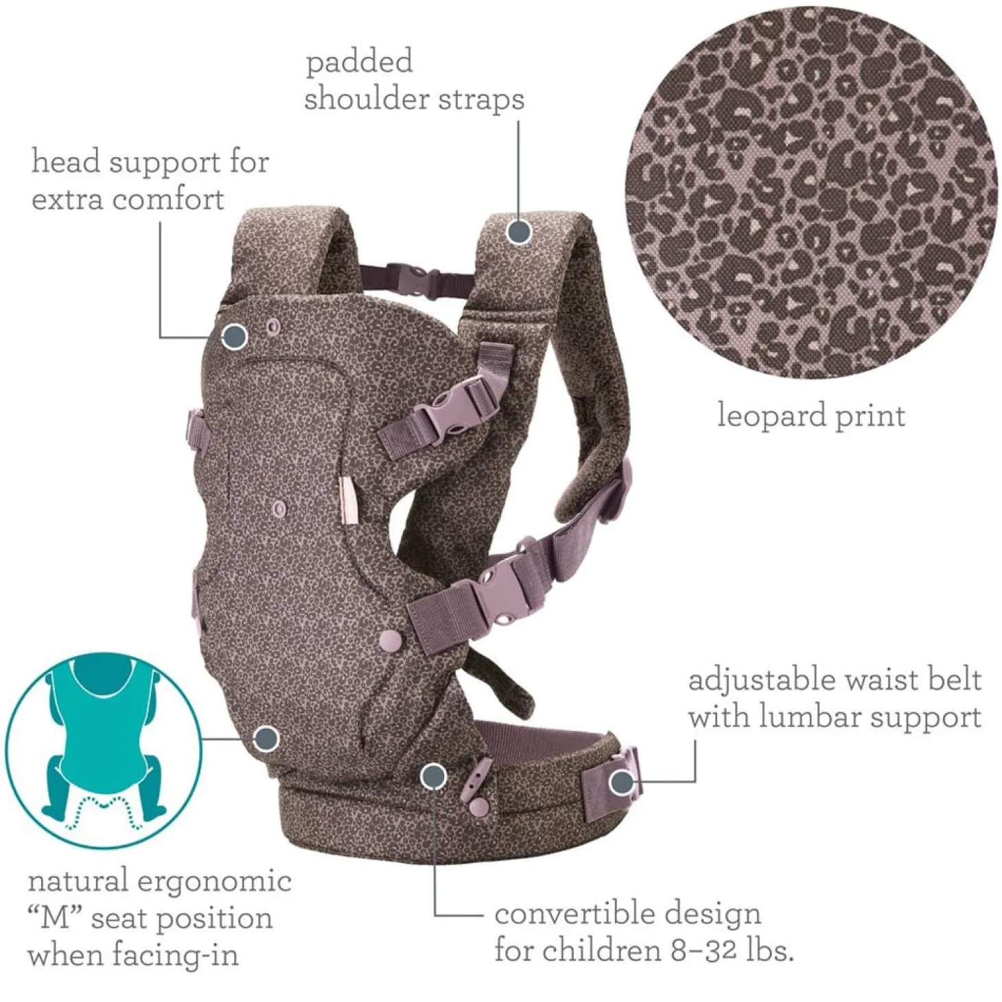 Infantino Porte bébé - Flip 4-en-1 Léopard