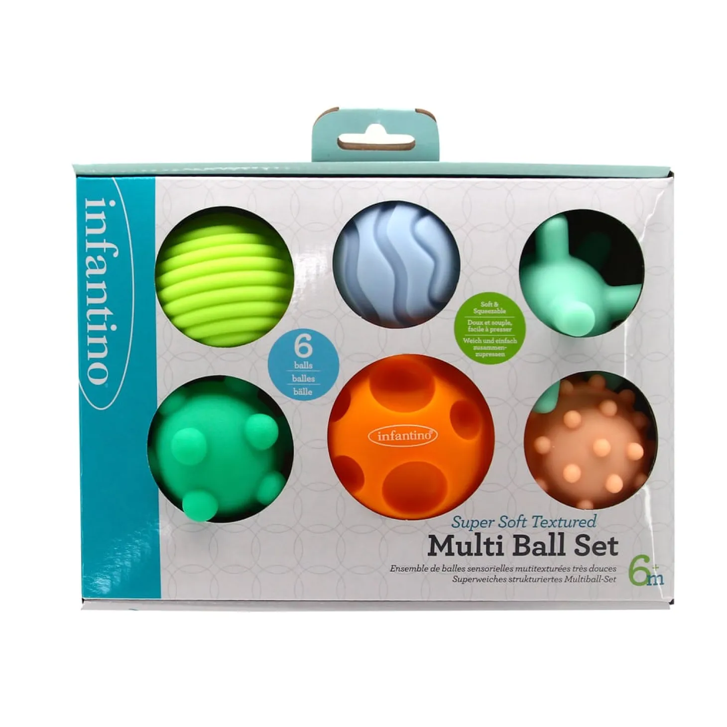 Infantino Set de 6 balles sensorielles Multicolore