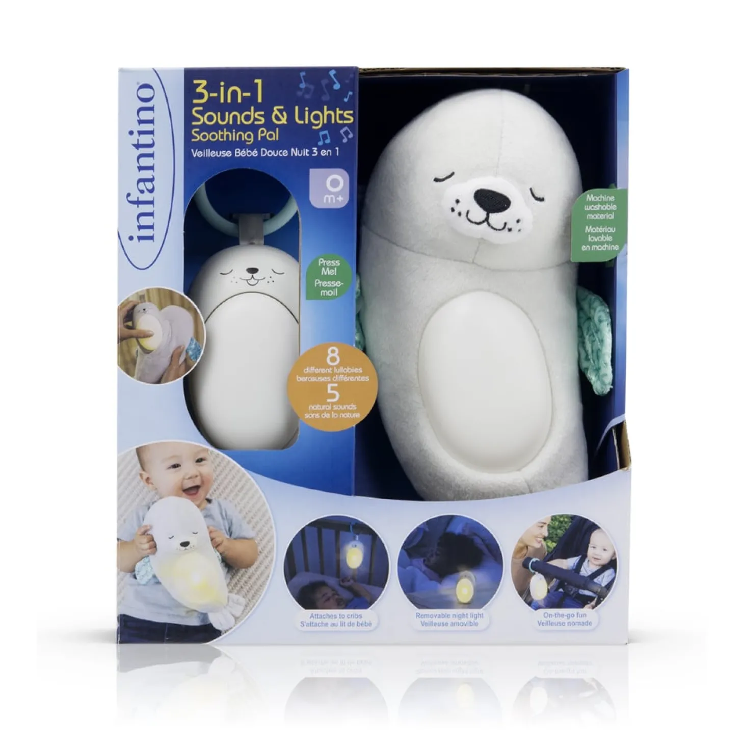 Infantino Veilleuse Bébé Douce Nuit 3 en 1 Multicolore