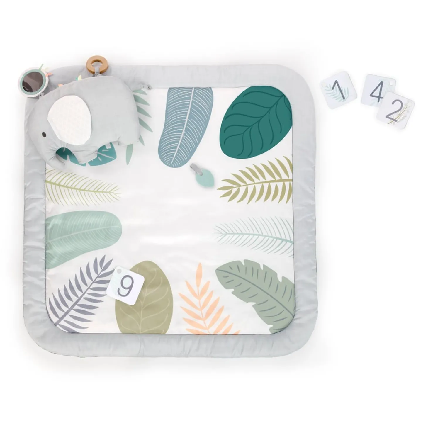 Ingenuity Tapis d'éveil Petit Eléphant Blanc, Gris, Vert