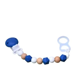 Irréversible Bijoux Attachesucette silicone Bois Et Bleu Marine