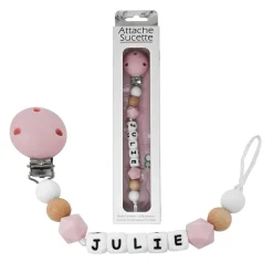 Irréversible Bijoux                    Attache-sucette silicone personnalisable    bois et rose            22 cm