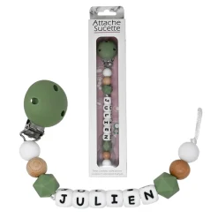 Irréversible Bijoux                    Attache-sucette silicone personnalisable    Kaki Et Bois            22 cm