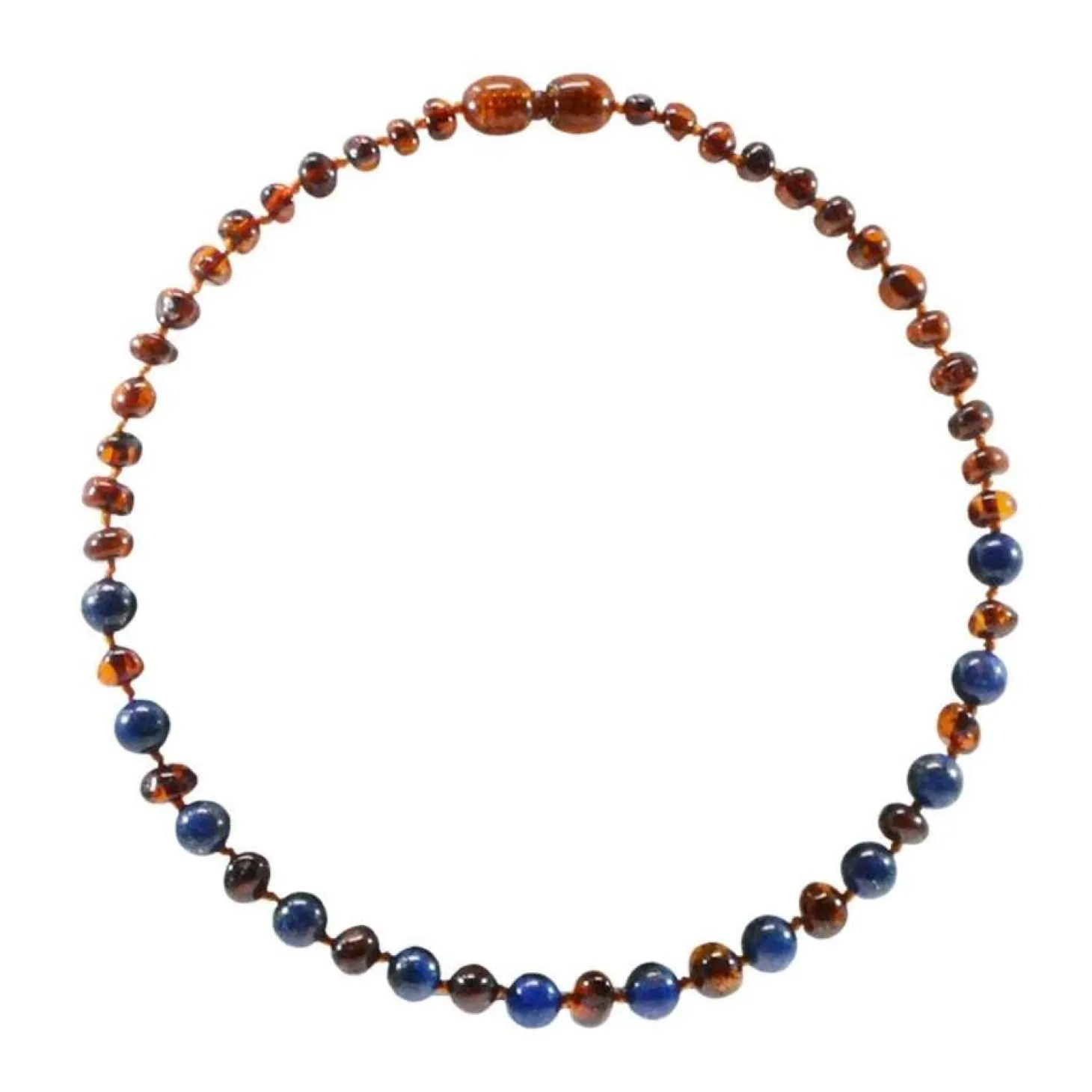 Irréversible Bijoux Collier Bébé Ambre et Pierre naturelle Cognac Et Lapis Lazuli 0-2 ans