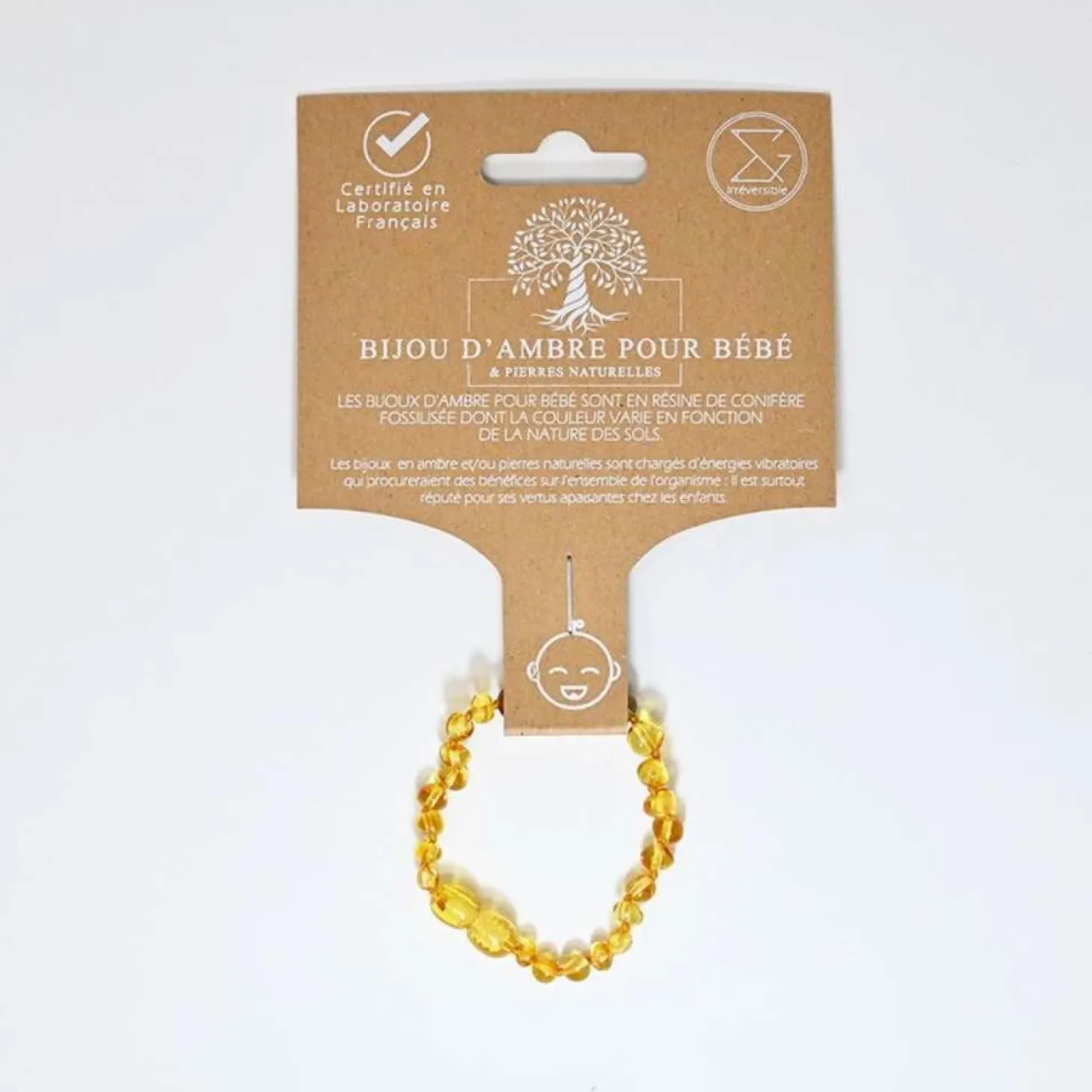 Irréversible Bijoux Honey - Bracelet d'ambre Jaune 0-2 ans